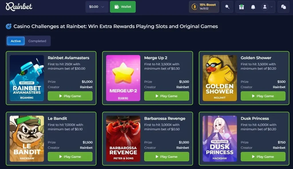 Challenge progress tracking and reward payout