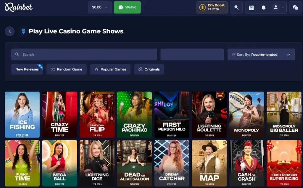 Live game show format with host and wheel