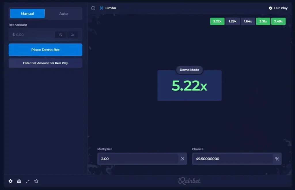 Limbo target multiplier and result display