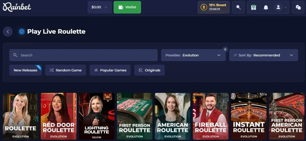 Live roulette wheel