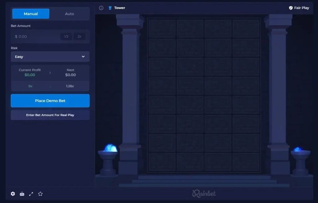 Tower game ladder with safe and losing tiles