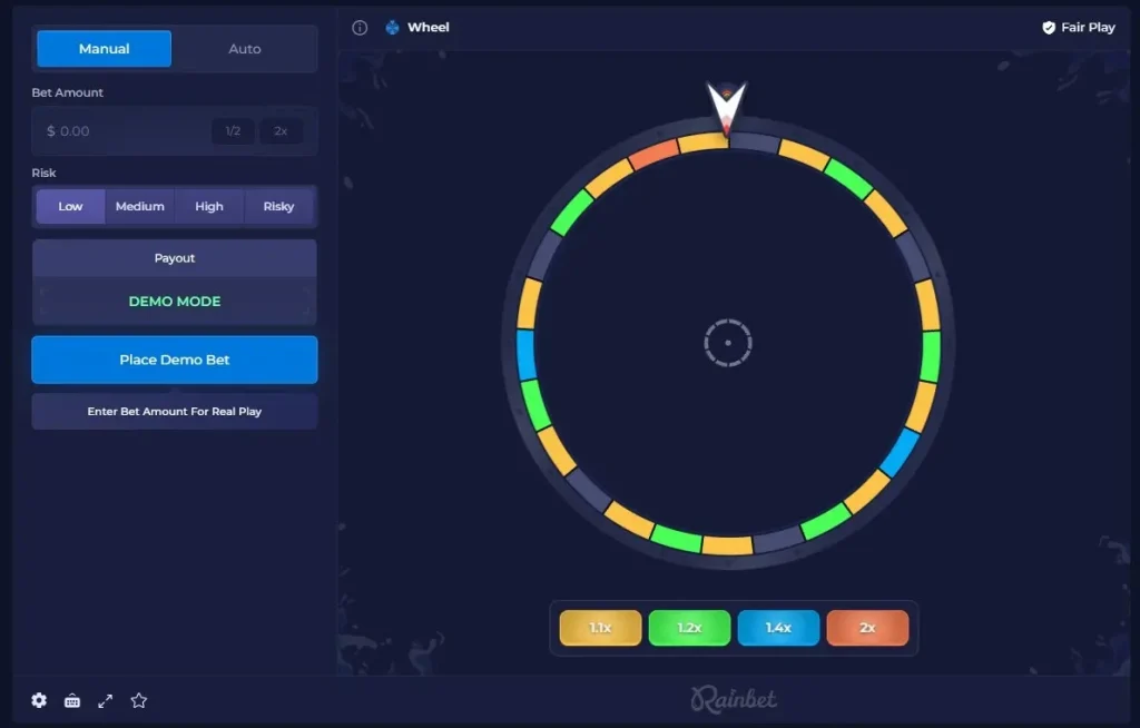Segmented wheel with multiplier values and pointer